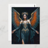 Dark Angel Queen with Red Wings Briefkaart (Voorkant / Achterkant)