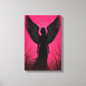 Dark Angel Silhouette Art met Neon Pink Vibes Canvas Afdruk (Voorkant)