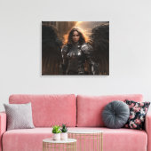 Dark Angel Vrouw Warrior - Stretched Canvas Print (Insitu (Woonkamer))