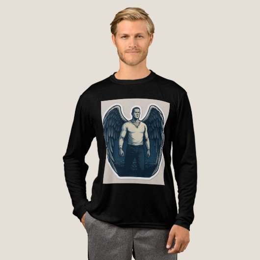 Dark Angel Warrior | Black Full Sleeve T-Shirt Des (Voorkant)