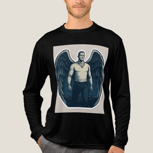 Dark Angel Warrior | Black Full Sleeve T-Shirt Des (Voorkant volledig)