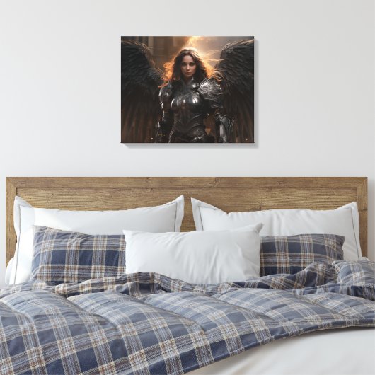 Dark Angel Warrior Knight - Uitgerekte Canvas Prin (Insitu (Slaapkamer))