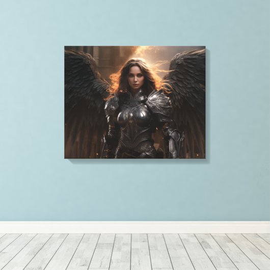 Dark Angel Warrior Knight - Uitgerekte Canvas Prin (Insitu (Houten vloer))