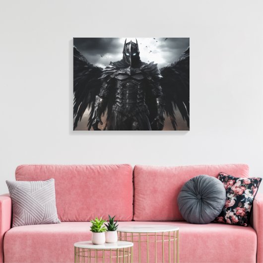 Dark Angel Warrior Knight - Uitgerekte Canvas Prin (Insitu (Woonkamer))