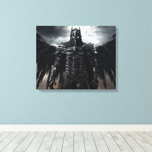 Dark Angel Warrior Knight - Uitgerekte Canvas Prin (Insitu (Houten vloer))