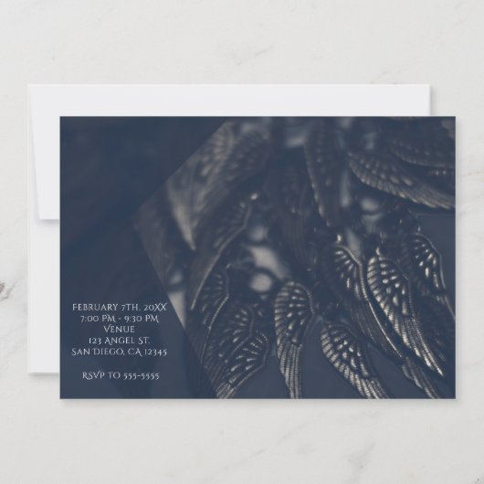 Dark Angel Wings Gothic Glam Party-uitnodigingen Kaart (Achterkant)