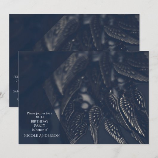 Dark Angel Wings Gothic Glam Party-uitnodigingen Kaart (Voorkant / Achterkant)