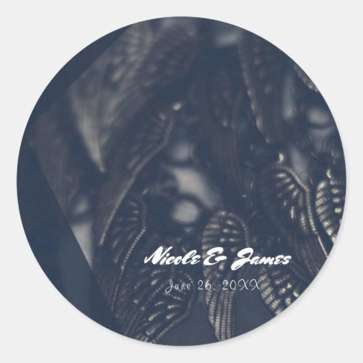 Dark Angel Wings Gothic Glam Personalized Favor Ronde Sticker (Voorkant)