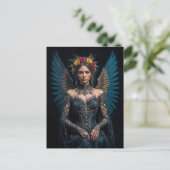 Dark Angel with Crown and Roses Briefkaart (Staand voorkant)
