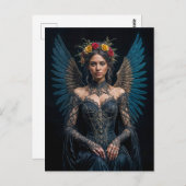 Dark Angel with Crown and Roses Briefkaart (Voorkant / Achterkant)