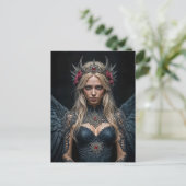Dark Angel with Crown and Roses Briefkaart (Staand voorkant)