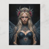 Dark Angel with Crown and Roses Briefkaart (Voorkant)