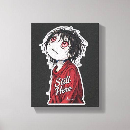 Dark Anime  "Still Here" Aesthetic Gothic Illustra Canvas Afdruk (Voorkant)