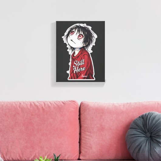 Dark Anime "Still Here" Aesthetic Gothic Illustra Canvas Afdruk (Insitu (Woonkamer))