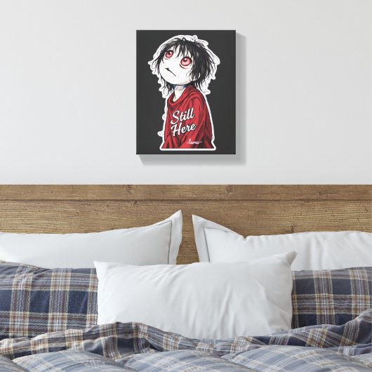 Dark Anime  "Still Here" Aesthetic Gothic Illustra Canvas Afdruk (Insitu (Slaapkamer))