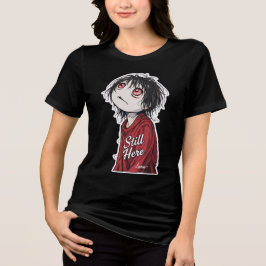 Dark Anime "Still Here" Aesthetic Gothic Illustra Tri-Blend Shirt