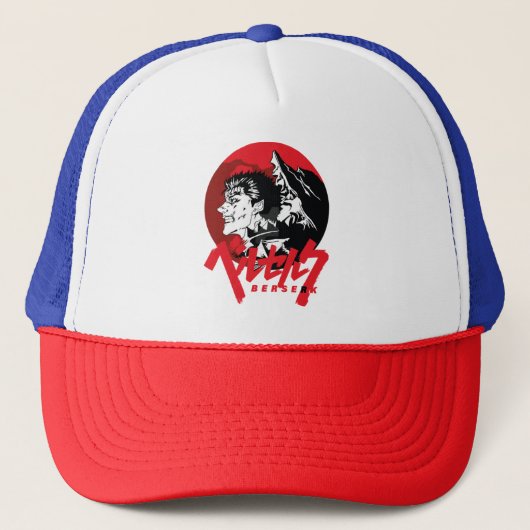 Dark Anime Warrior Retro Red Art Trucker Pet (Voorkant)