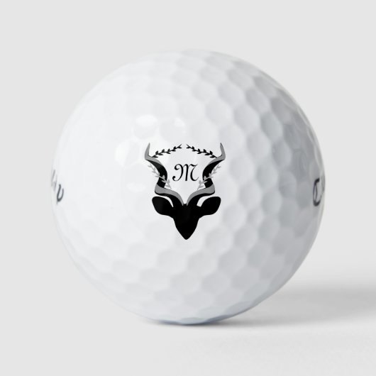 Dark Antelope Silhouette Gepersonaliseerd Monogram Golfballen (Voorkant)