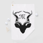 Dark Antelope Silhouette Gepersonaliseerd Monogram Golfhanddoek (Insitu)