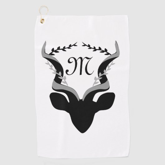 Dark Antelope Silhouette Gepersonaliseerd Monogram Golfhanddoek (Voorkant)