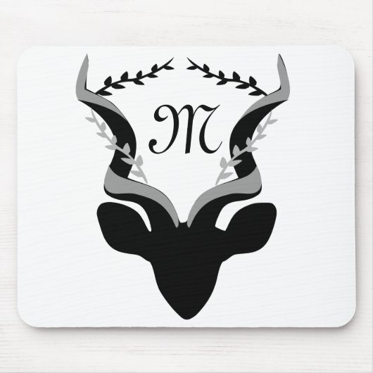 Dark Antelope Silhouette Gepersonaliseerd Monogram Muismat (Voorkant)