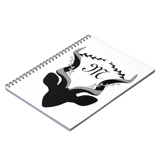 Dark Antelope Silhouette Gepersonaliseerd Monogram Notitieboek (Linkerzijde)