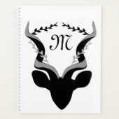 Dark Antelope Silhouette Gepersonaliseerd Monogram Planner (Voorkant)