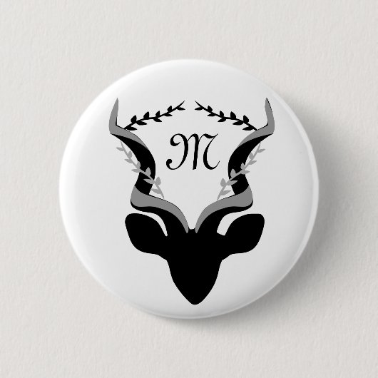 Dark Antelope Silhouette Gepersonaliseerd Monogram Ronde Button 5,7 Cm (Voorkant)