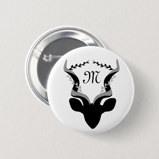 Dark Antelope Silhouette Gepersonaliseerd Monogram Ronde Button 5,7 Cm (Voorkant /achterkant)