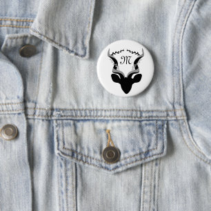 Dark Antelope Silhouette Gepersonaliseerd Monogram Ronde Button 5,7 Cm