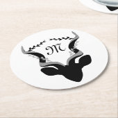 Dark Antelope Silhouette Gepersonaliseerd Monogram Ronde Kartonnen Onderzetter (Gebogen)