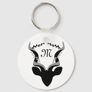 Dark Antelope Silhouette Gepersonaliseerd Monogram Sleutelhanger