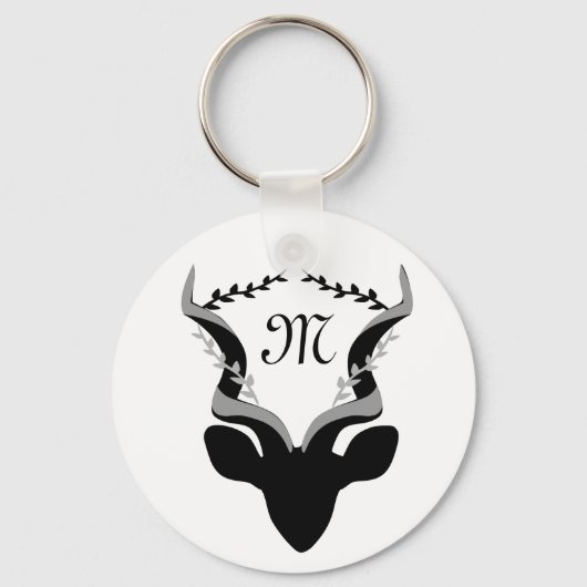 Dark Antelope Silhouette Gepersonaliseerd Monogram Sleutelhanger (Voorkant)