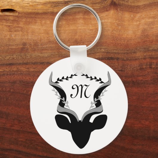 Dark Antelope Silhouette Gepersonaliseerd Monogram Sleutelhanger (Voorkant)