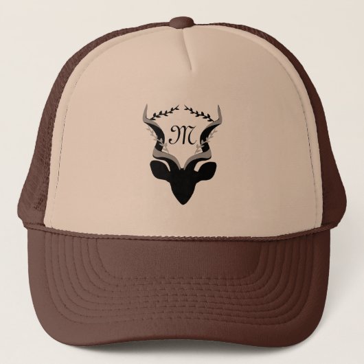 Dark Antelope Silhouette Gepersonaliseerd Monogram Trucker Pet (Voorkant)