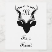 Dark Antelope Silhouette Gepersonaliseerd Monogram Wijn Etiket (Enkel label)