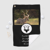 Dark Antelope Silhouette Monogram Foto Golfhanddoek (Insitu)
