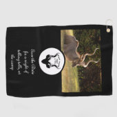 Dark Antelope Silhouette Monogram Foto Golfhanddoek (Horizontaal)