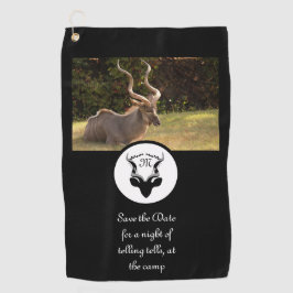 Dark Antelope Silhouette Monogram Foto Golfhanddoek