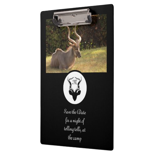 Dark Antelope Silhouette Monogram Foto Klembord (Links)