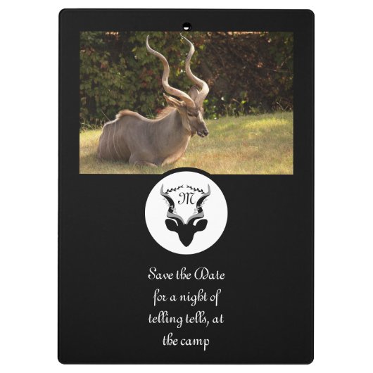 Dark Antelope Silhouette Monogram Foto Klembord (Achterkant)