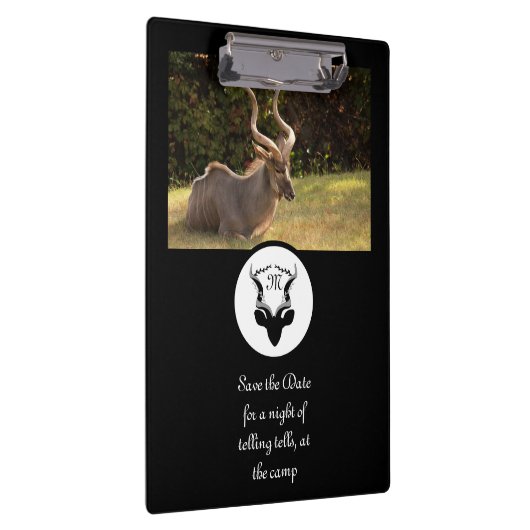 Dark Antelope Silhouette Monogram Foto Klembord (Rechts)