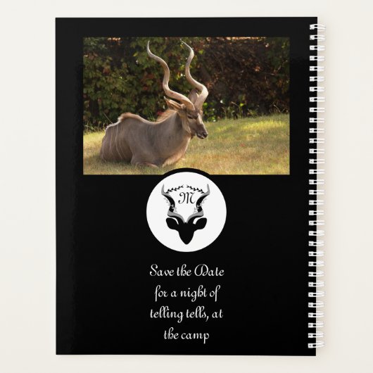 Dark Antelope Silhouette Monogram Foto Planner (Achterkant)