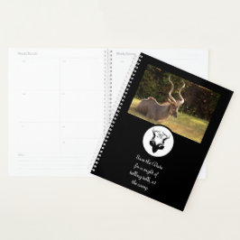 Dark Antelope Silhouette Monogram Foto Planner