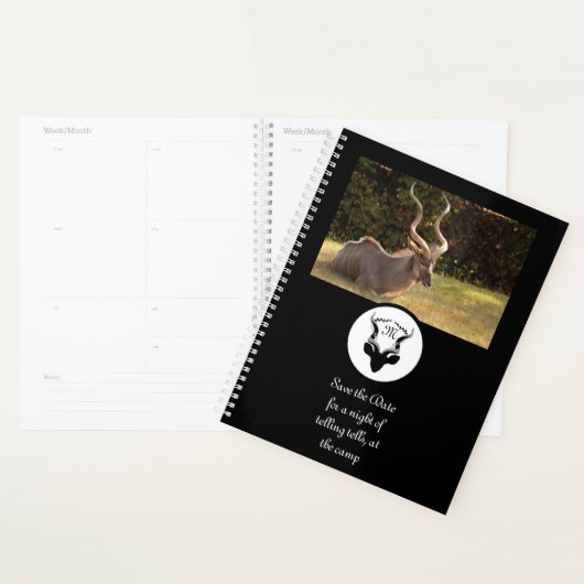 Dark Antelope Silhouette Monogram Foto Planner (Display)