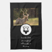 Dark Antelope Silhouette Monogram Foto Theedoek (Verticaal)