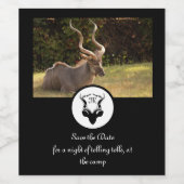 Dark Antelope Silhouette Monogram Foto Wijn Etiket (Enkel label)