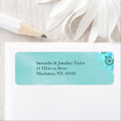 Dark Aqua Blauwgroen Blue Turquoise Floral Wedding Etiket (Insitu)
