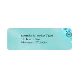 Dark Aqua Blauwgroen Blue Turquoise Floral Wedding Etiket