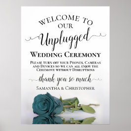 Dark Aqua Blauwgroen Roos Unplugged Wedding Ceremo Poster